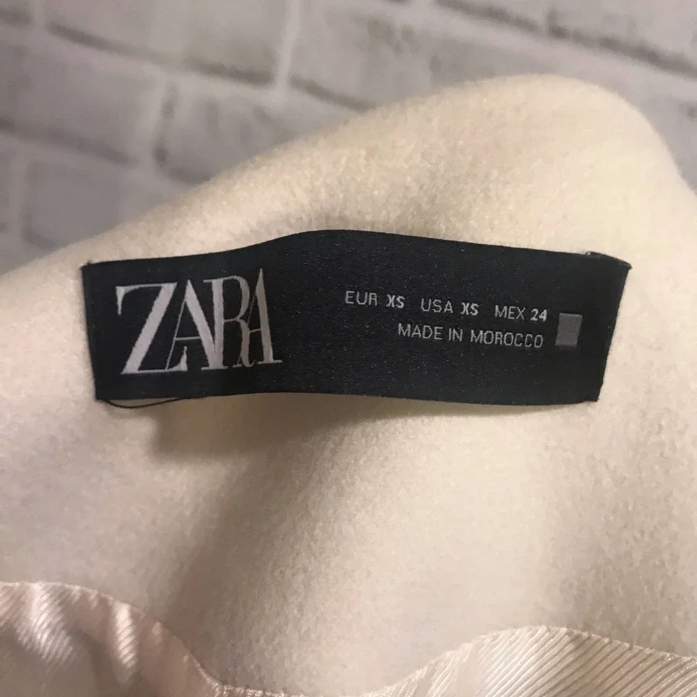 NWT Zara Double Breasted Coat Winter White - Picture 6 of 15